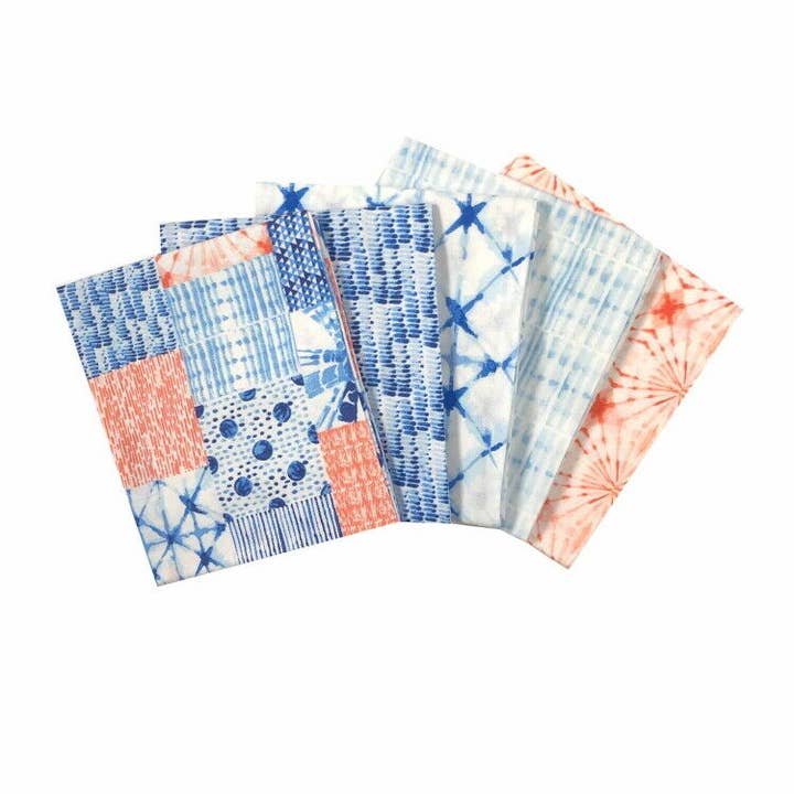 Nautical Fat Quarter Bundle Ocean Coastal Seashell Fabric White Blue Coral Peach for wholesale by Kims Crafty Corner