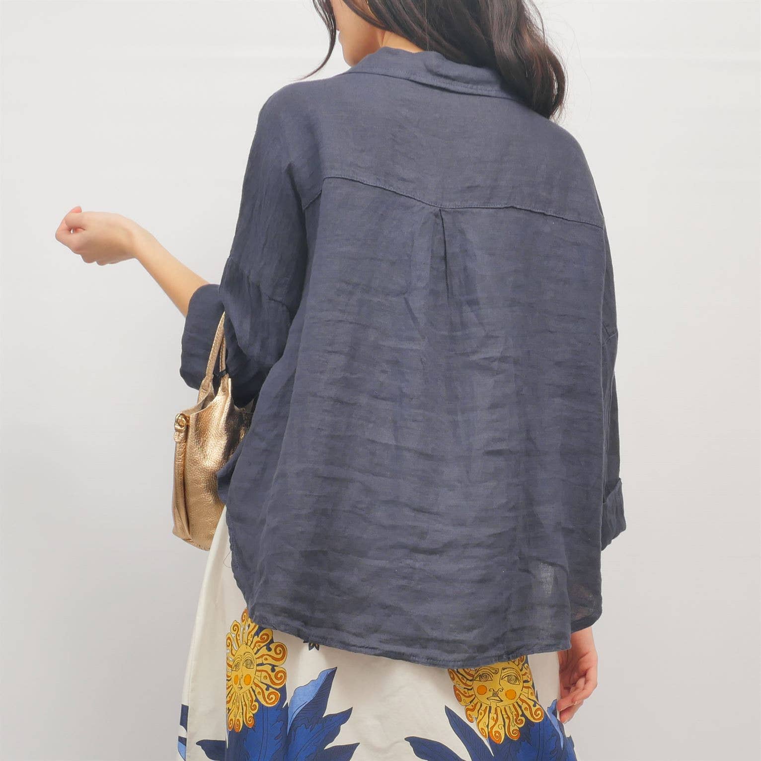 Cecile Wang - Wholesale Button Down Shirt - Women's - Open collar linen shirt YX893031