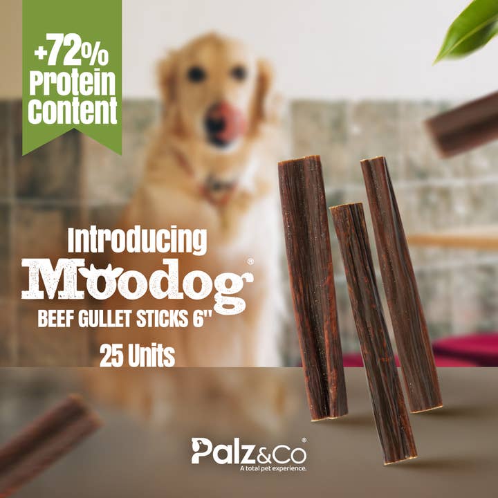 Palz&Co - Wholesale Pet Treats - Dog - Moodog Beef Gullet Sticks 6"-12" - Pack of 255