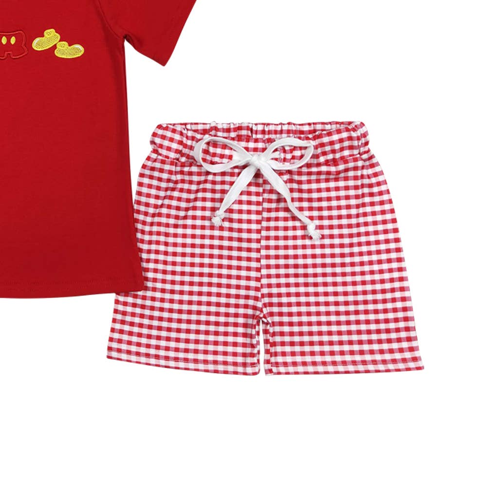 Aier Wholesale - Vente Ensemble haut et short – enfant - Chaussures rouges pour bébés garçons, t-shirts à manches courtes, tenues courtes, C1