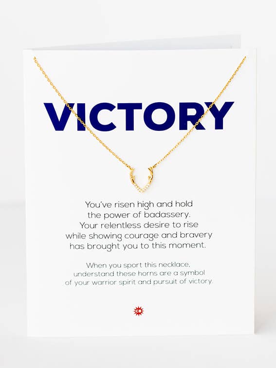VICTORY | Gold necklace with CZ horns pendant for wholesale by CHEEKYBOOM