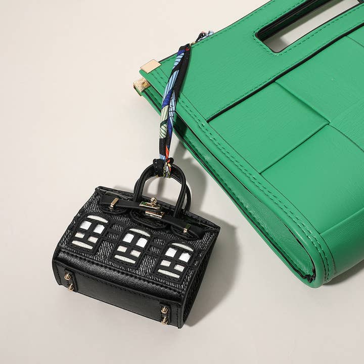 Sensibling Corp. - Wholesale Keychain - Women's - House Printed Faux Leather Mini Purse / Bag Charm