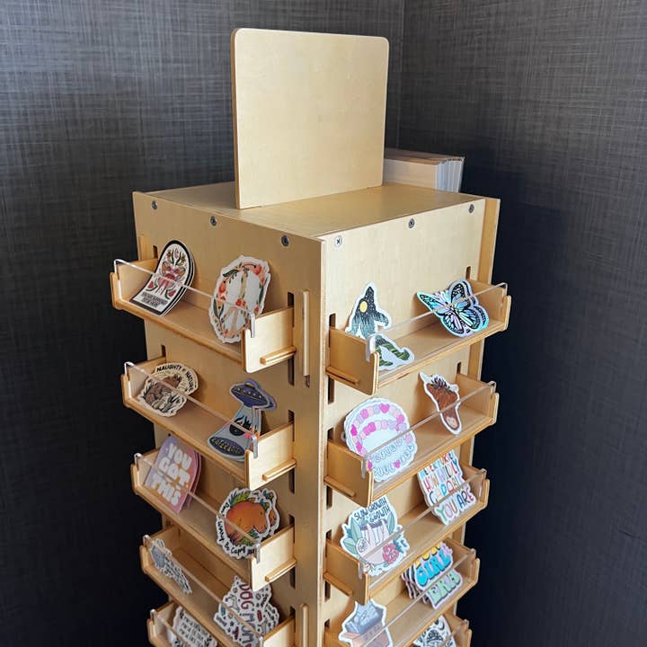 Big Moods - Wholesale Retailer Display - Paper & Novelty - Sticker & Card Floor Display Wooden Spinner (40 Shelves)