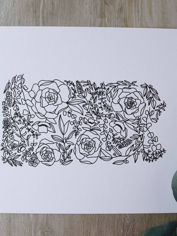 Floral Drawn 8x10 Pennsylvania State Art Print for wholesale by the letters mdn