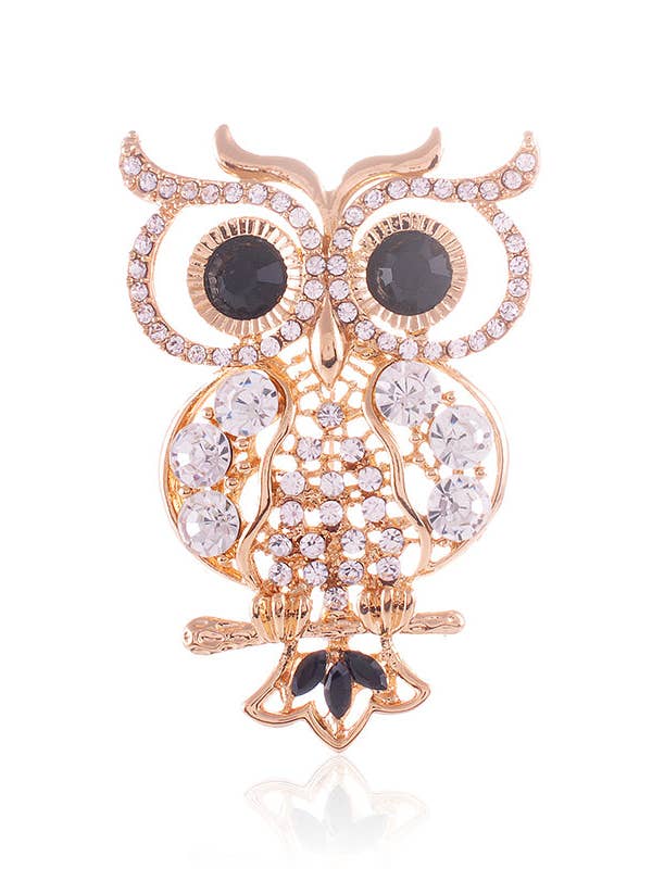 Owl Rhinestone Brooch P1547 for wholesale by Ole