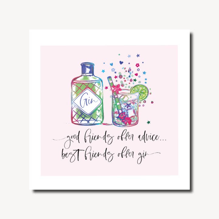 Pretty Lilly Gin and Friendship Greeting Card for wholesale by Marina B