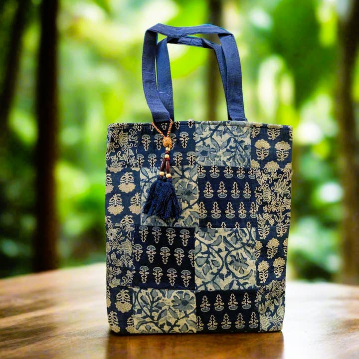 Ajrakh Patchwork Blue Floral (Pack Of 6) for wholesale by Harfiy