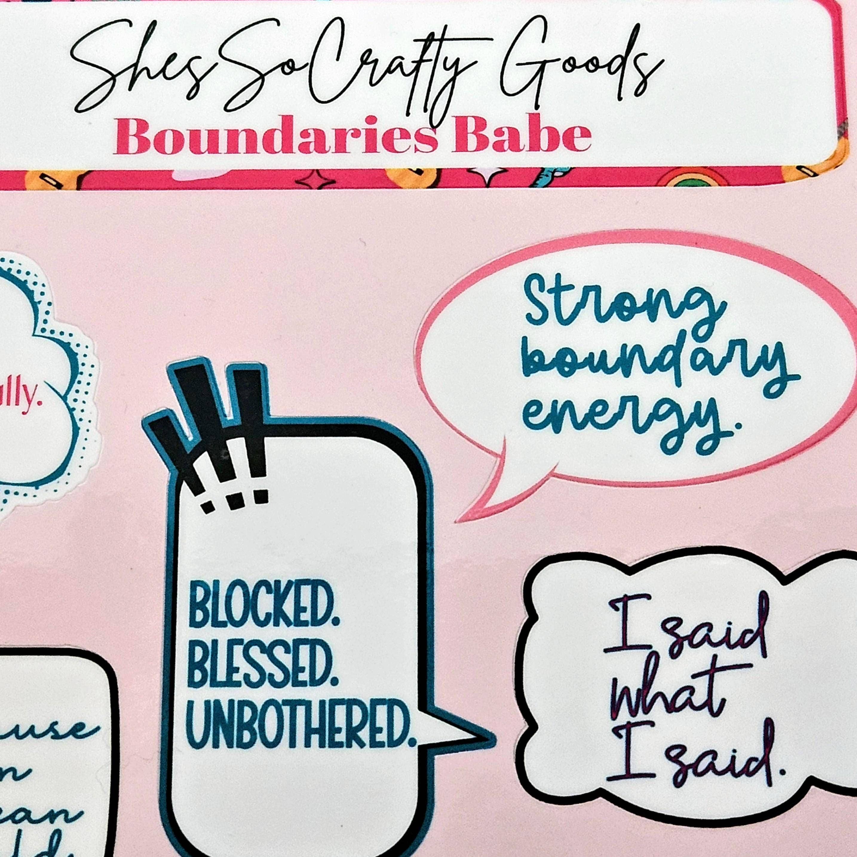 ShesSoCrafty Goods - Wholesale Sticker - Boundaries Babe Waterproof Vinyl Stickers for Journaling3
