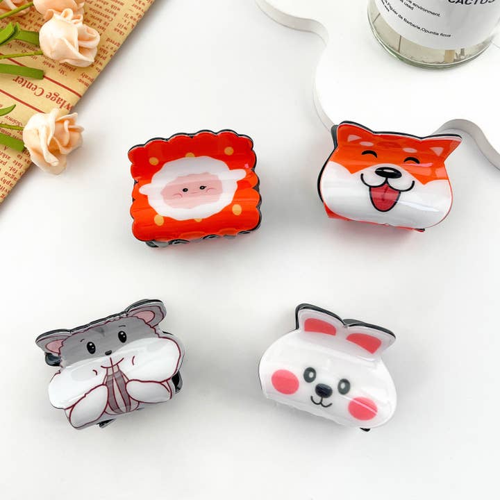 Clip per capelli in acrilico con simpatico animale da 1,96" per la vendita all'ingrosso da parte di mildstyles