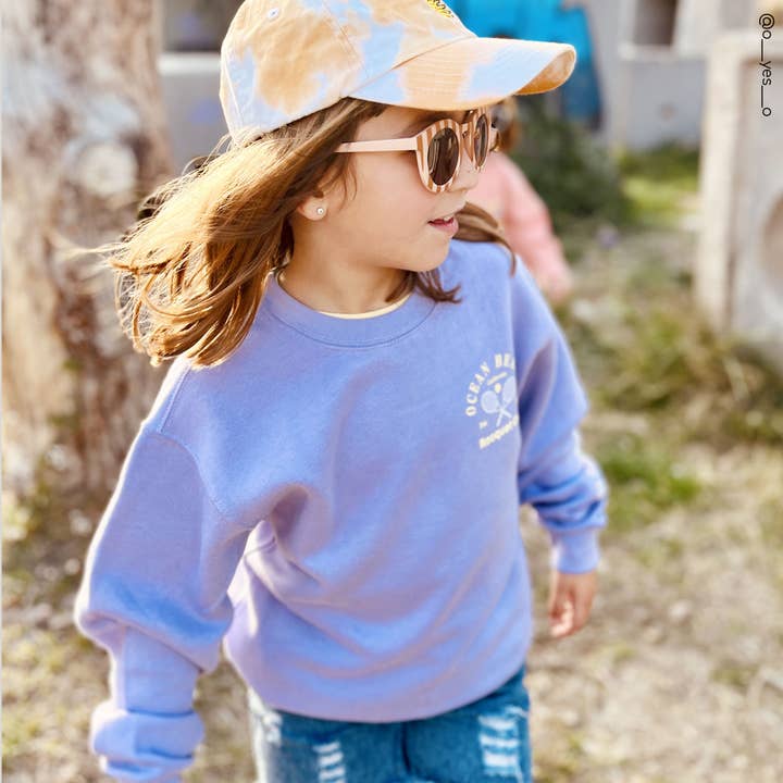 Port 213 - Wholesale Sweatshirt - Kids - Kids Ocean Beach Crewneck Sweatshirt-Lavender-Girls, Boys