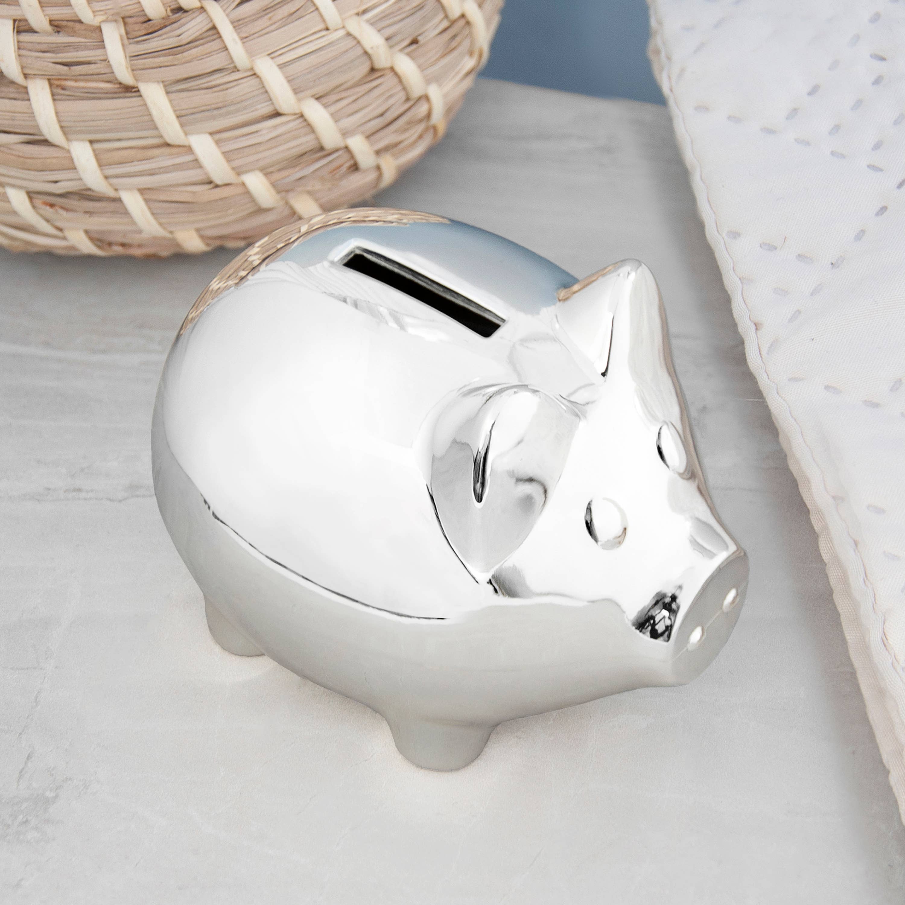 Treat Republic – wholesale Money/piggy bank – Child & baby – Silver Plated Piggy Bank1