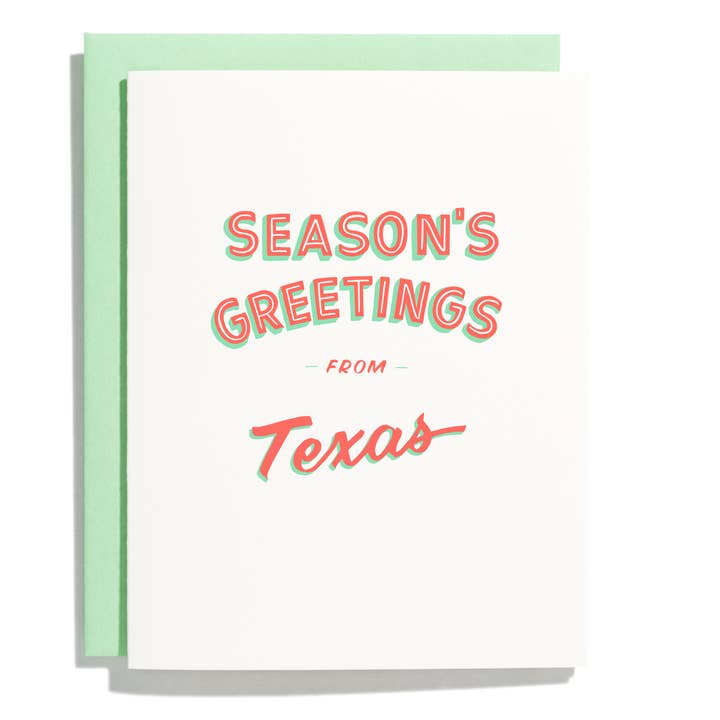 Texas Season's Greetings - Letterpress Greeting Card for wholesale by Shorthand Press