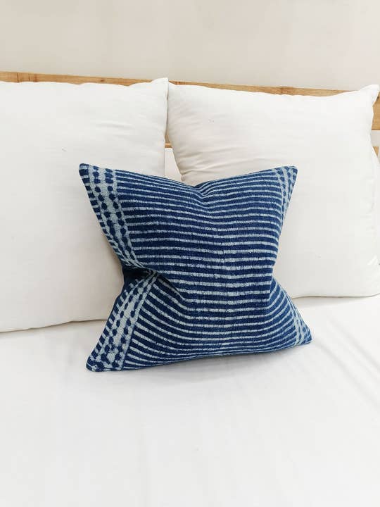 Eyda Homes - Wholesale Throw pillow cover - 18X18 Indigo Blue Indian Dabu Printed Cotton Pillow Cover 2