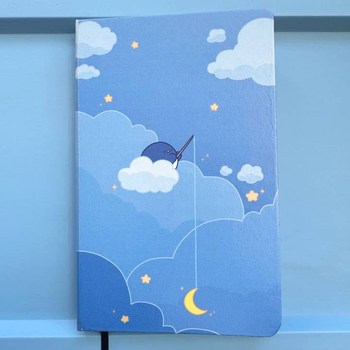 Penguin Cloud Fishing Hardcover Dotted Grid Notebook for wholesale by Chibird