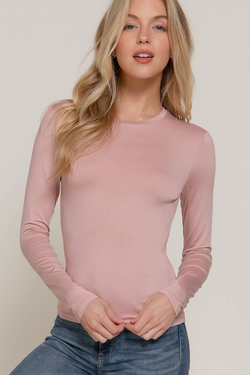 Active Basic | Active USA - Wholesale T-Shirt - Women's - Long Sleeve Crew Neck ITY Knit Top