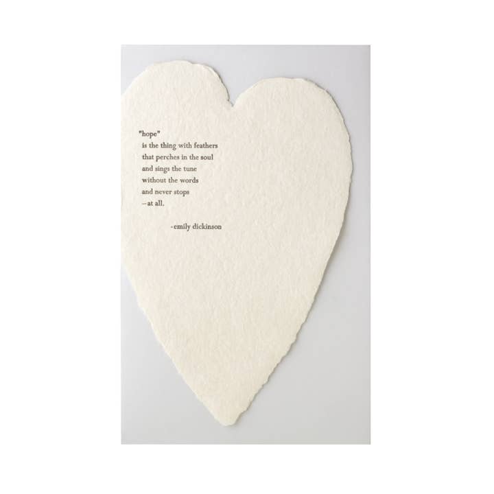 Emily Dickinson Quote Letterpressed Heart Folded Card for wholesale by Oblation Papers & Press