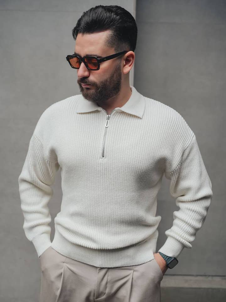 Premium-Halbzip-Übergröße-Herrenpullover für den Großhandel von PremiumDenim