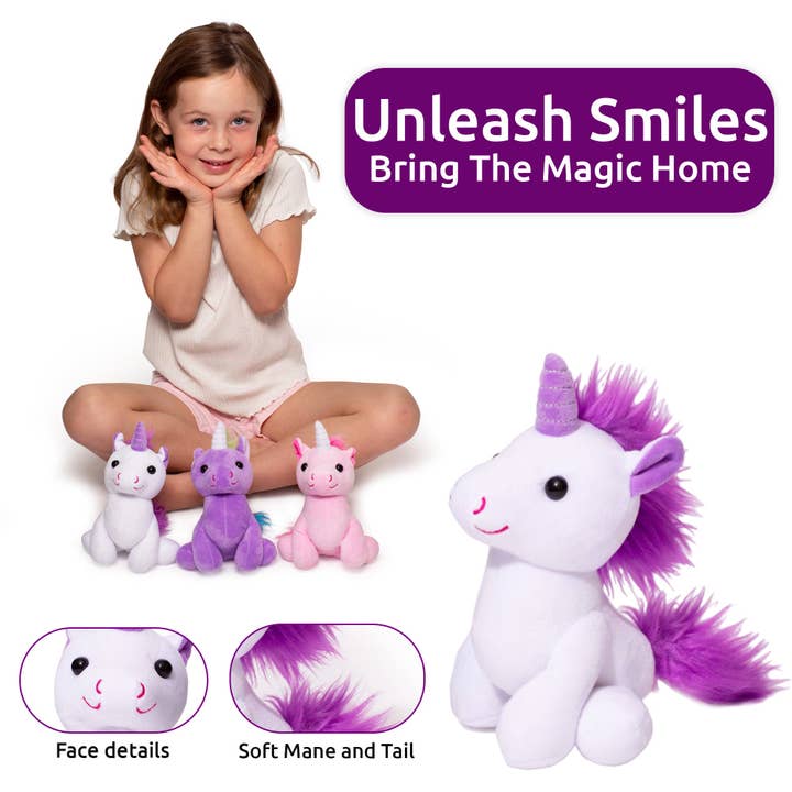 AYK Brand - Wholesale Stuffed/Plush Toy - Kids & Baby - Plush Unicorn Stuffed Animal 7.5" - White