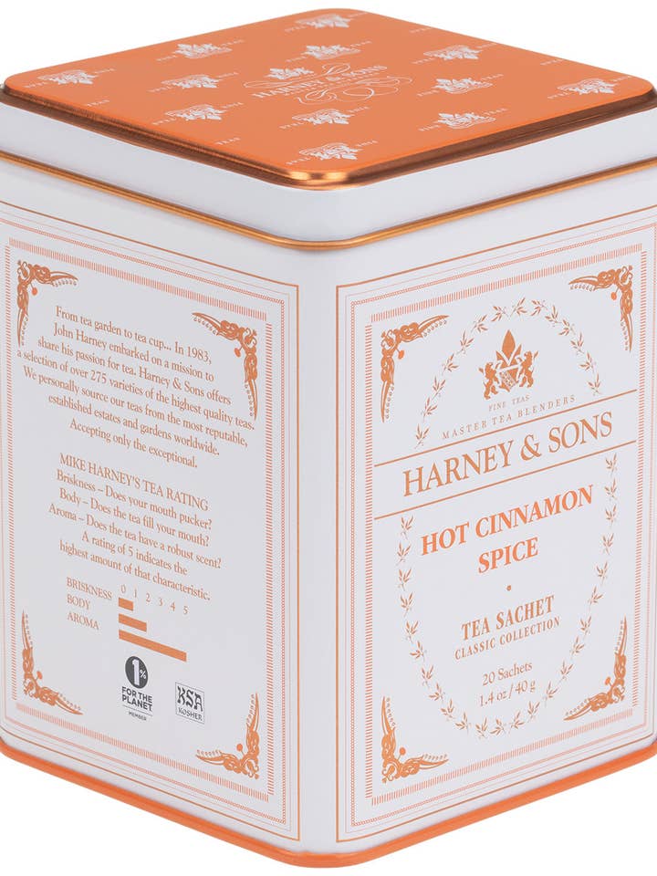Hot Cinnamon Spice, Classic Tin of 20 Sachets for wholesale by Harney & Sons Fine Teas