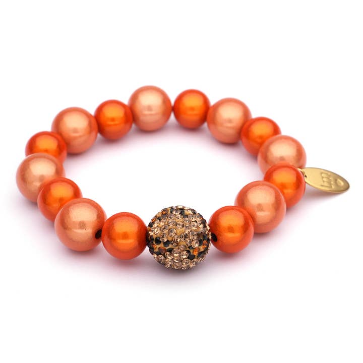 LM bracelet Galaxy Pearl - Salmon-leop+orange-14-12-16mm for wholesale by LOT83
