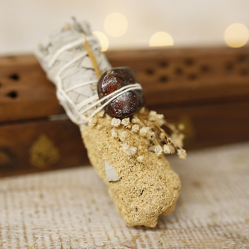 Ethike.eu – Pacote de sálvia por atacado – Manojo de Sahumerio de Salvia Blanca, Palo Santo y Ámbar de 10 cm0