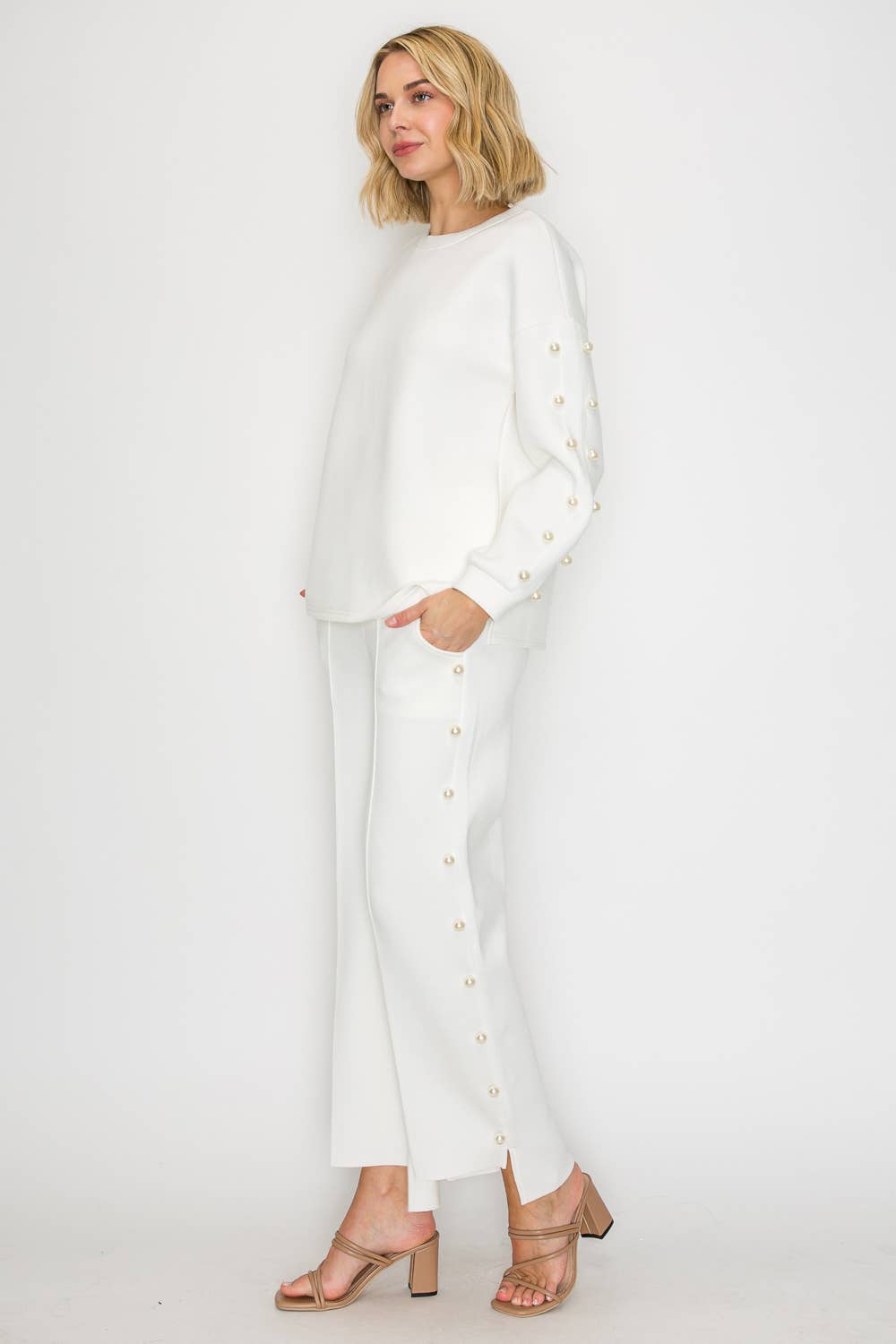 Joh Apparel - Venta al por mayor Jersey corto de punto - Mujer - Top de perlas Katri Stretch French Scuba37