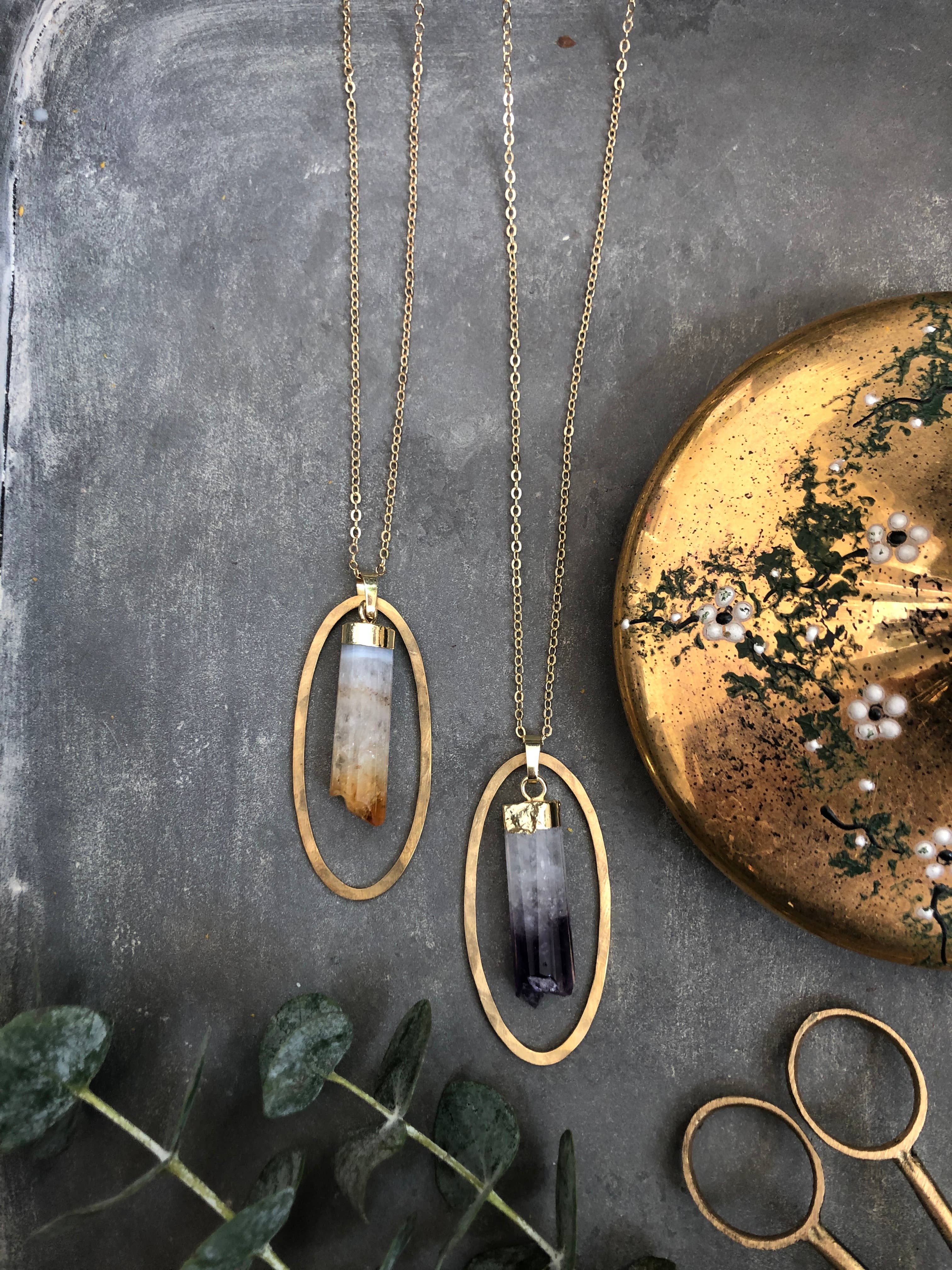 GeoMetricGem - Wholesale Pendant/Charm Necklace - Otisco Necklace ~ 14K Gold Plated Amethyst or Citrine3