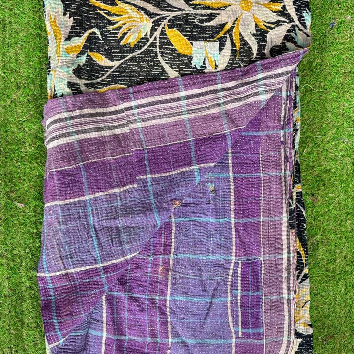 bhavnas boutique - Wholesale Quilt - Beautiful Floral Design Cotton Bedspread Kantha Stitch Quilt8