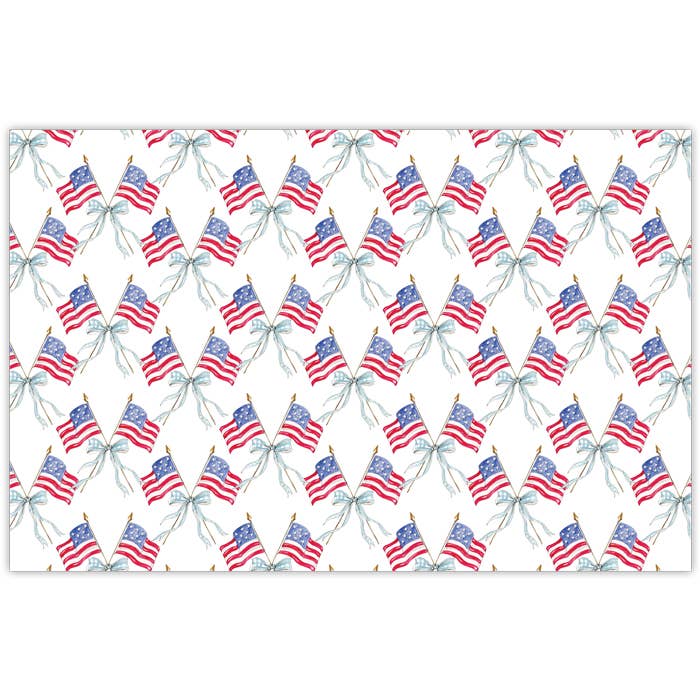 Drapeaux Croisés avec Nœud en Vichy Bleu Clair Sets de Table pour la vente par RosanneBeck Collections