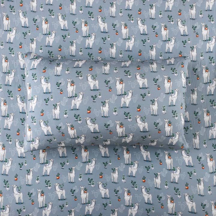 Prickly Llama Twin Fitted Sheet and Pillowcase Set BDLJ for wholesale by Jammie Session formerly Big Dreams Little Jammies