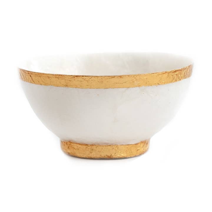 4" Round Capiz Bowl w/Gold Trim (Nat/Gold) for wholesale by Dekorasyon Gifts Decor
