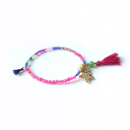 LUCKY WOMAN BRACELET FUCHSIA AND GOLD for wholesale by Philae Paris