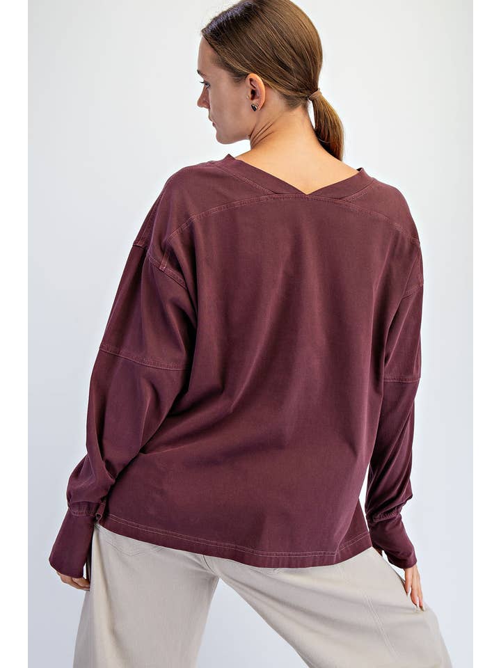 Rae Mode - Wholesale Lounge Top - Women's - PIGMENT WASHED COTTON V-NECK TOP17