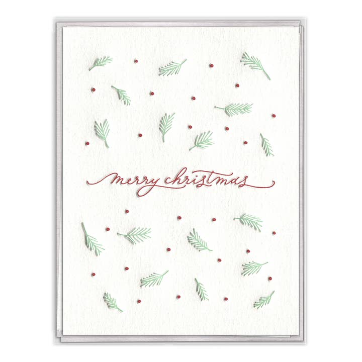 Merry Christmas Script - Winter Holidays boxed set of cards for wholesale by INK MEETS PAPER