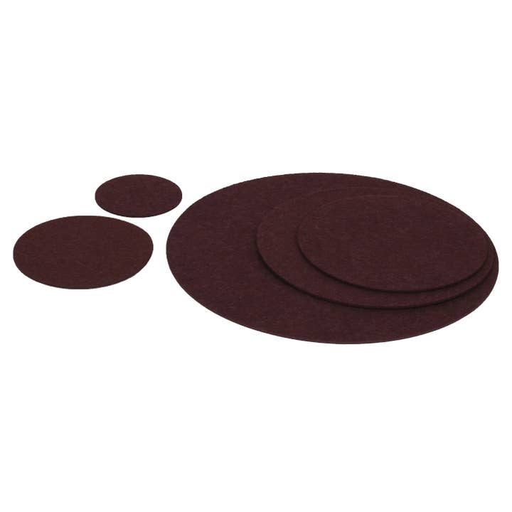 Felt coaster/burgundy placemat, round, size selection for wholesale by Filzschneider