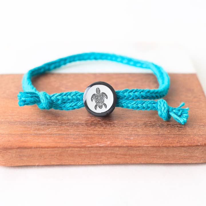 Pulseira Farol de Inspiração Diária - Tartaruga Marinha - Cordão Entrançado por atacado de MudLOVE