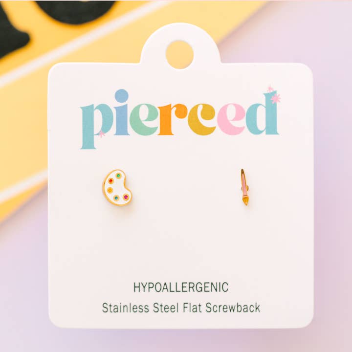 Pierced Co - Wholesale Stud/Post Earrings - Paint Pallet & Brush1