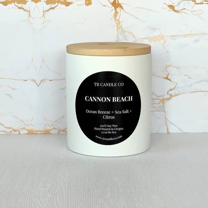 TR Candle Co - Wholesale Jar/Filled Candle - Cannon Beach 12 oz- White Jar2