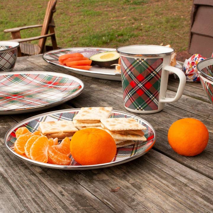 Crow Canyon Home - Wholesale Charger Plate - Golden Rabbit Enamelware Set of 2 Highland Plaid Chargers3