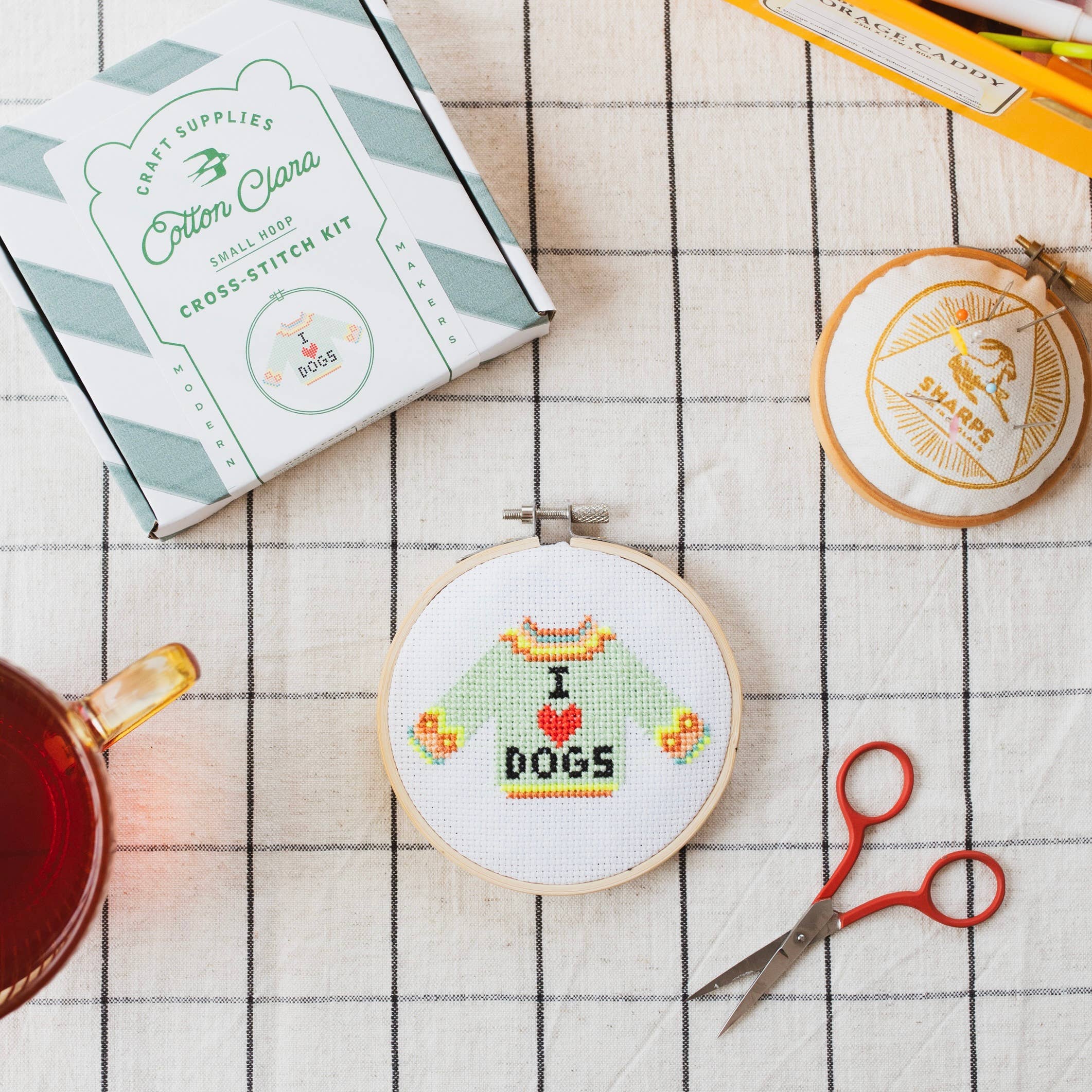 Cotton Clara Craft Kits & Supplies - Venta al por mayor Kit de manualidades - Kit de punto de cruz I Love Dogs3