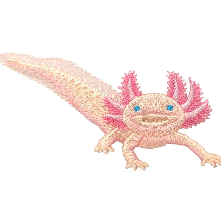 Axolotl Salamander, Pink, Leucistic, Pets, Animals, Embroidered, Iron on Patch for wholesale by Wholesale Applique