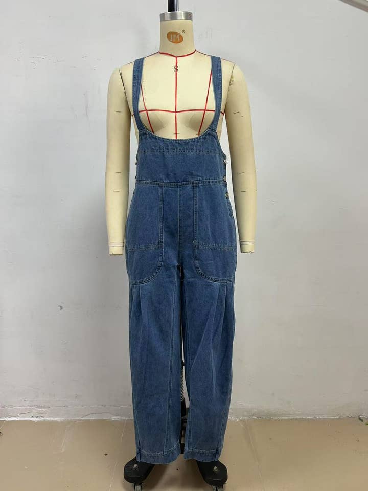 Hope & Sunshine - Wholesale Overalls - Women's - Loose Fit Sleeveless Denim Overalls2