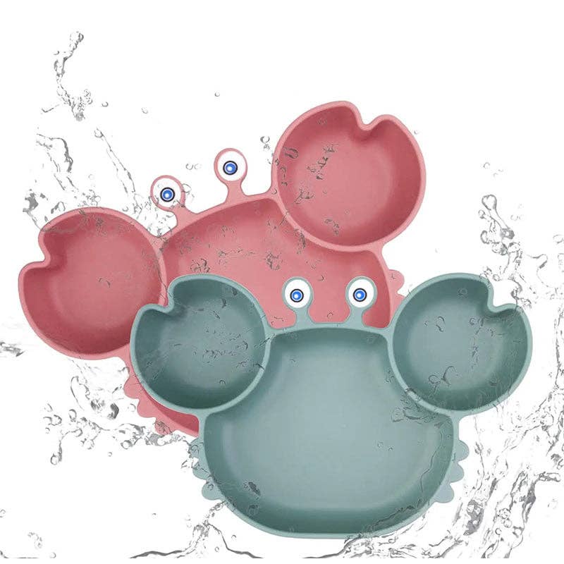 Kiyo Home – Engroshandel Spisestel – Børn og baby – Silikone Krabbe Tallerken med Bestik | Børnetallerken | Servicesæt13