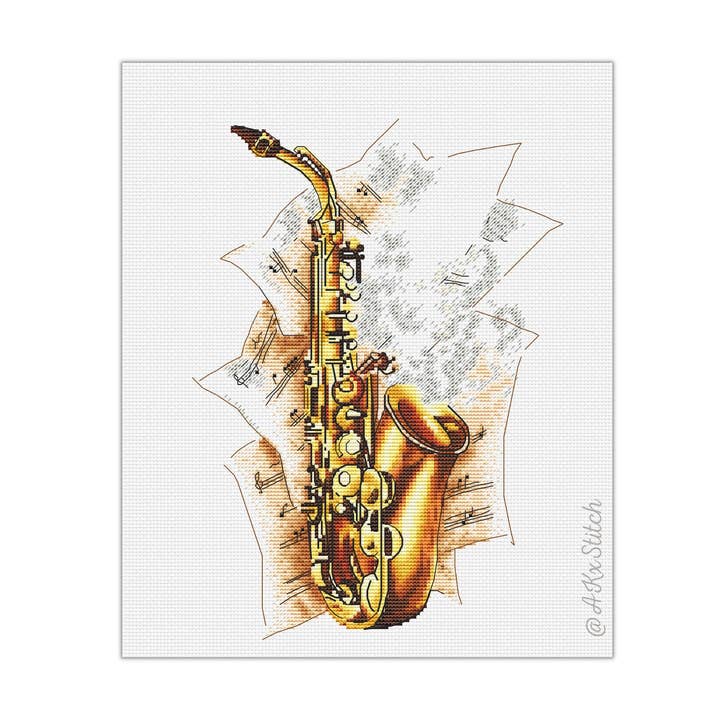 Saxophone Cross Stitch Kit for wholesale by AKxStitch