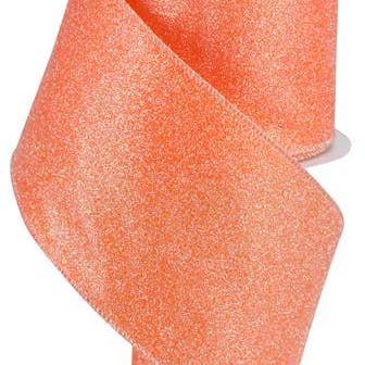 4"X10Yd Iridescent Glitter On Satin Orange/Iridescent RGA181820 for wholesale by DecoExchange