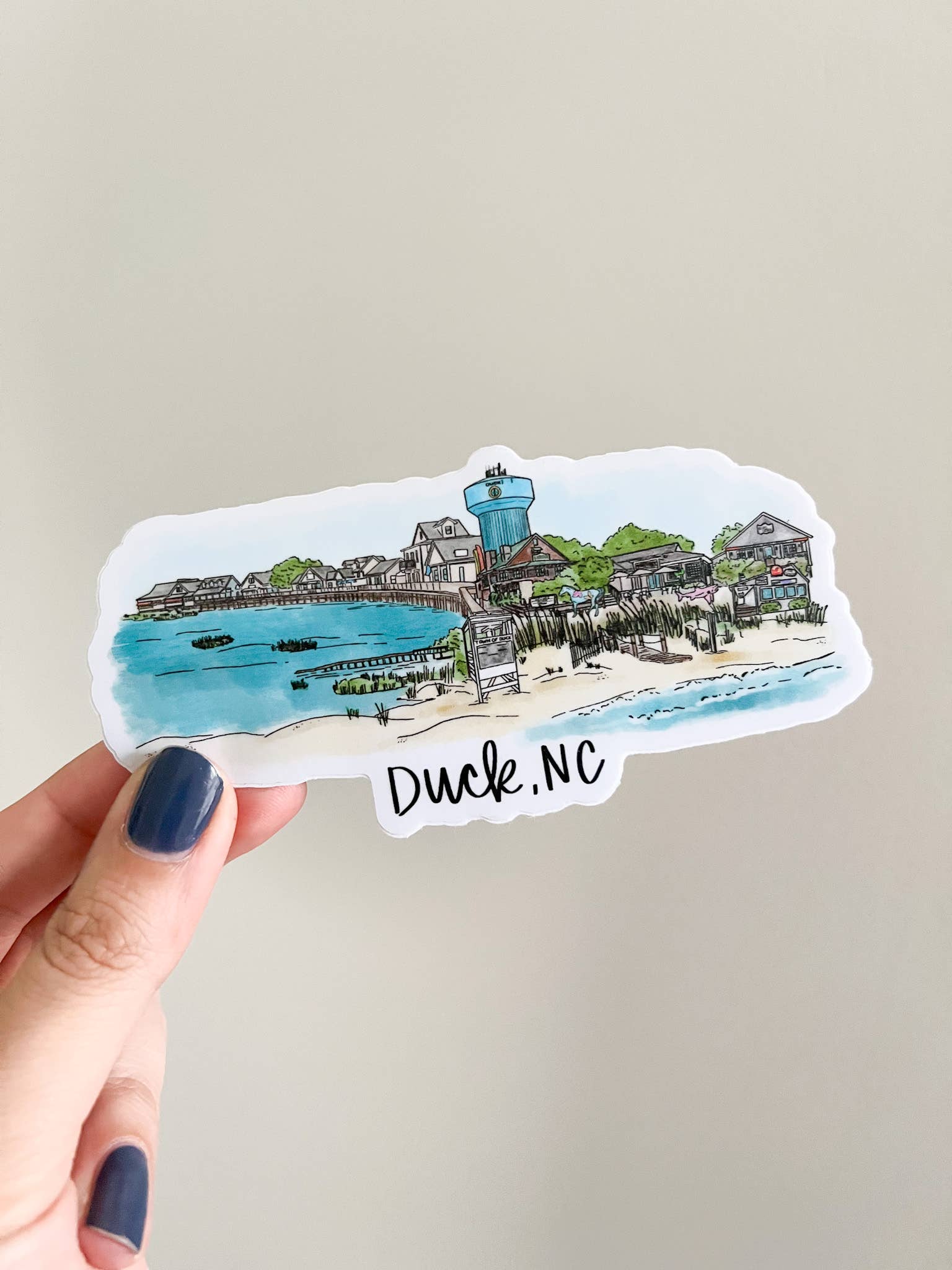 Duck, NC North Carolina OBX Landmark Skyline Vinyl Sticker - Large 2X5in for wholesale by Thirteenwinks