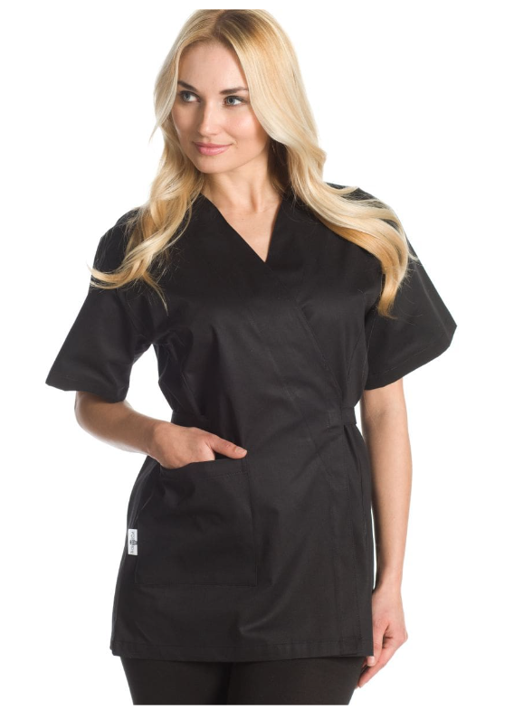 West Rose abbigliamento professionale - Vente Kimono – femme - Kimono de travail noir AIKO 100 % coton0