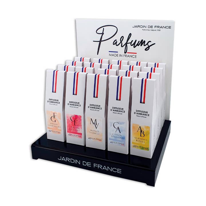 Présentoir MAISON 30 diffuseur 50 ml + 5 TESTEURS pour la vente par Parfumerie Jardin De France