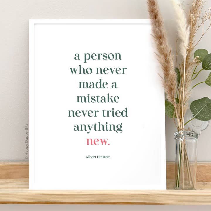 Einstein Mistakes Inspirational Home Decor Wall Art for wholesale by Happy Dappy Bits