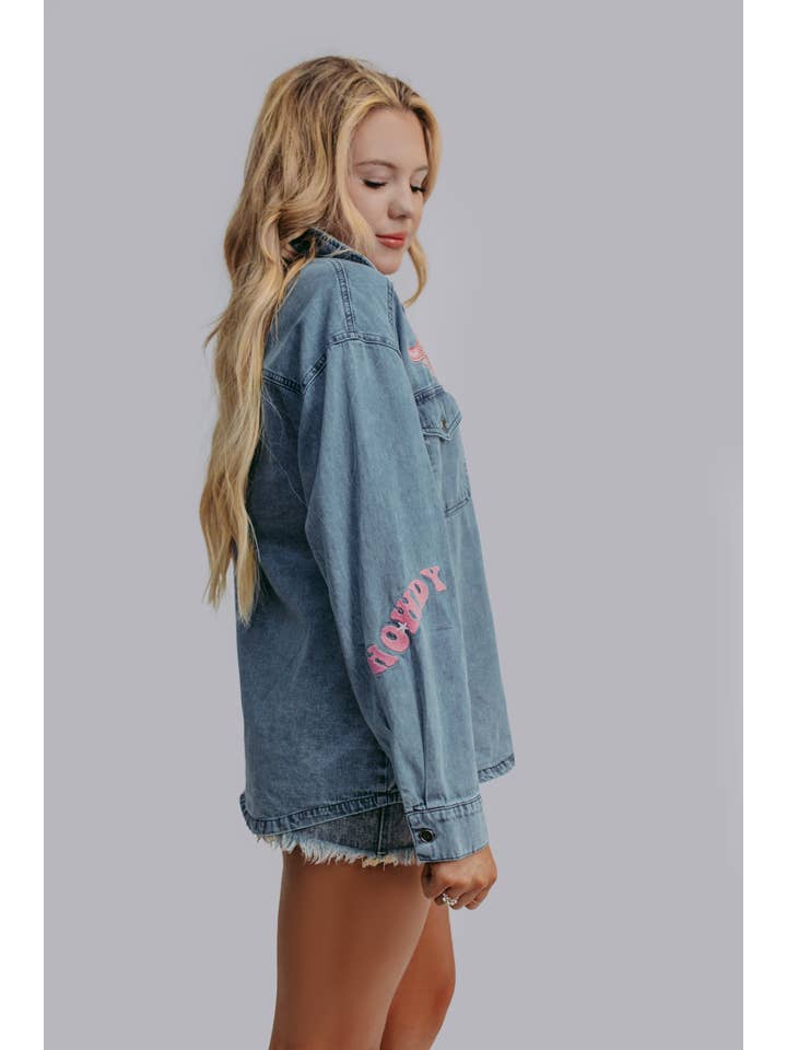 Denim MK522 Giddy Up Broderi Denimskjorta för wholesale på Faire